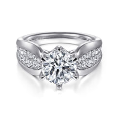Ember - Platinum Wide Band Round Diamond Engagement Ring