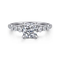 Emberlie - 14K White Gold Cushion Cut Diamond Engagement Ring