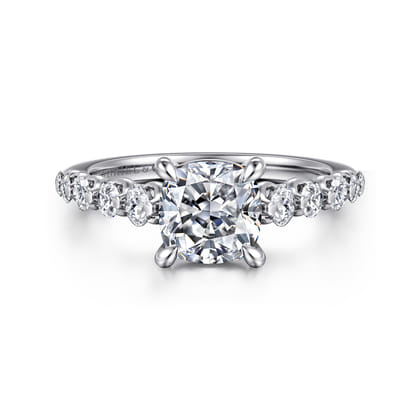 Emberlie - 14K White Gold Cushion Cut Diamond Engagement Ring