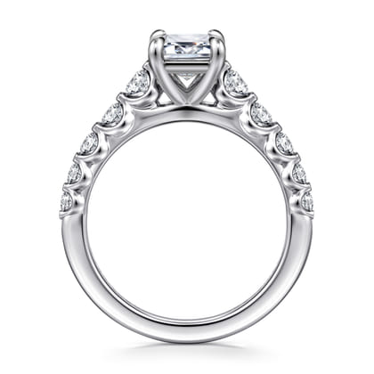 Emberlie - 14K White Gold Emerald Cut Diamond Engagement Ring