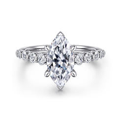 Emberlie - 14K White Gold Marquise Shape Diamond Engagement Ring