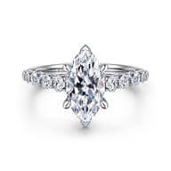 Emberlie - 14K White Gold Marquise Shape Diamond Engagement Ring