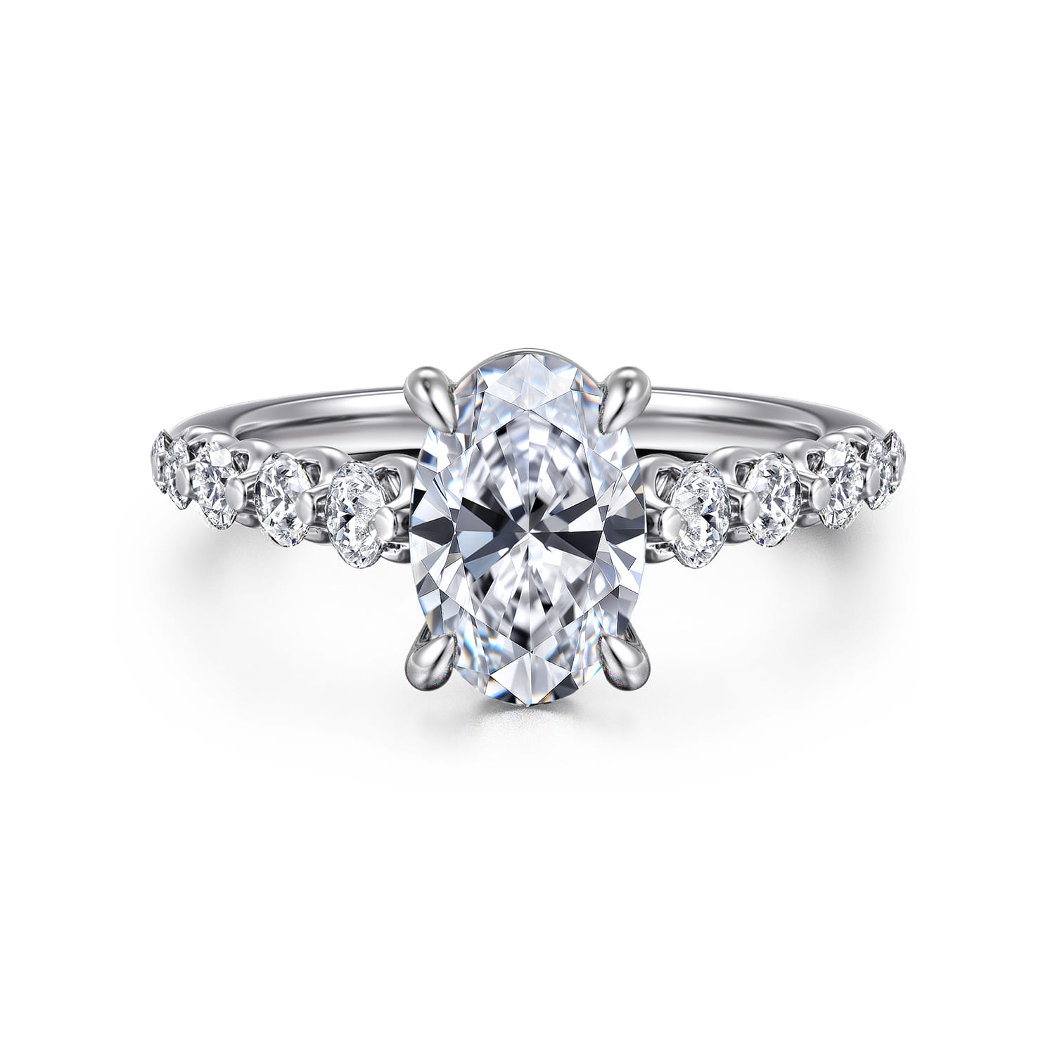 Emberlie - 14K White Gold Oval Diamond Engagement Ring