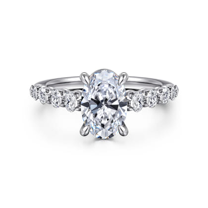 Emberlie - 14K White Gold Oval Diamond Engagement Ring