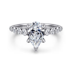 Emberlie - 14K White Gold Pear Shape Diamond Engagement Ring