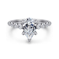 Emberlie - 14K White Gold Pear Shape Diamond Engagement Ring