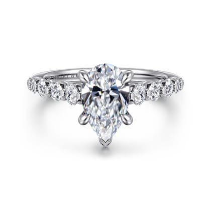 Emberlie - 14K White Gold Pear Shape Diamond Engagement Ring