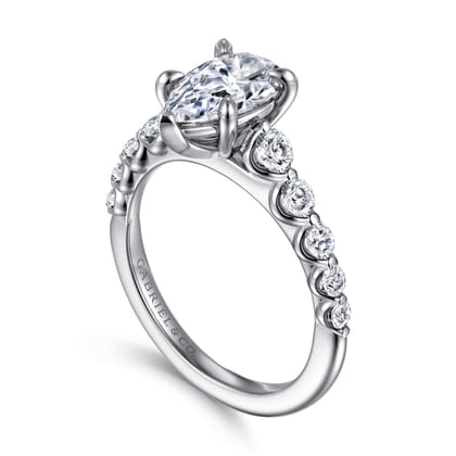Emberlie - 14K White Gold Pear Shape Diamond Engagement Ring