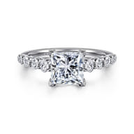 Emberlie - 14K White Gold Princess Cut Diamond Engagement Ring