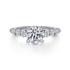 14K White Gold Round Diamond Engagement Ring