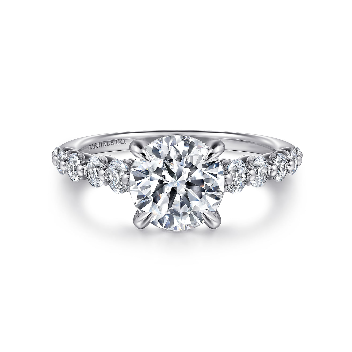Emberlie - 14K White Gold Round Diamond Engagement Ring