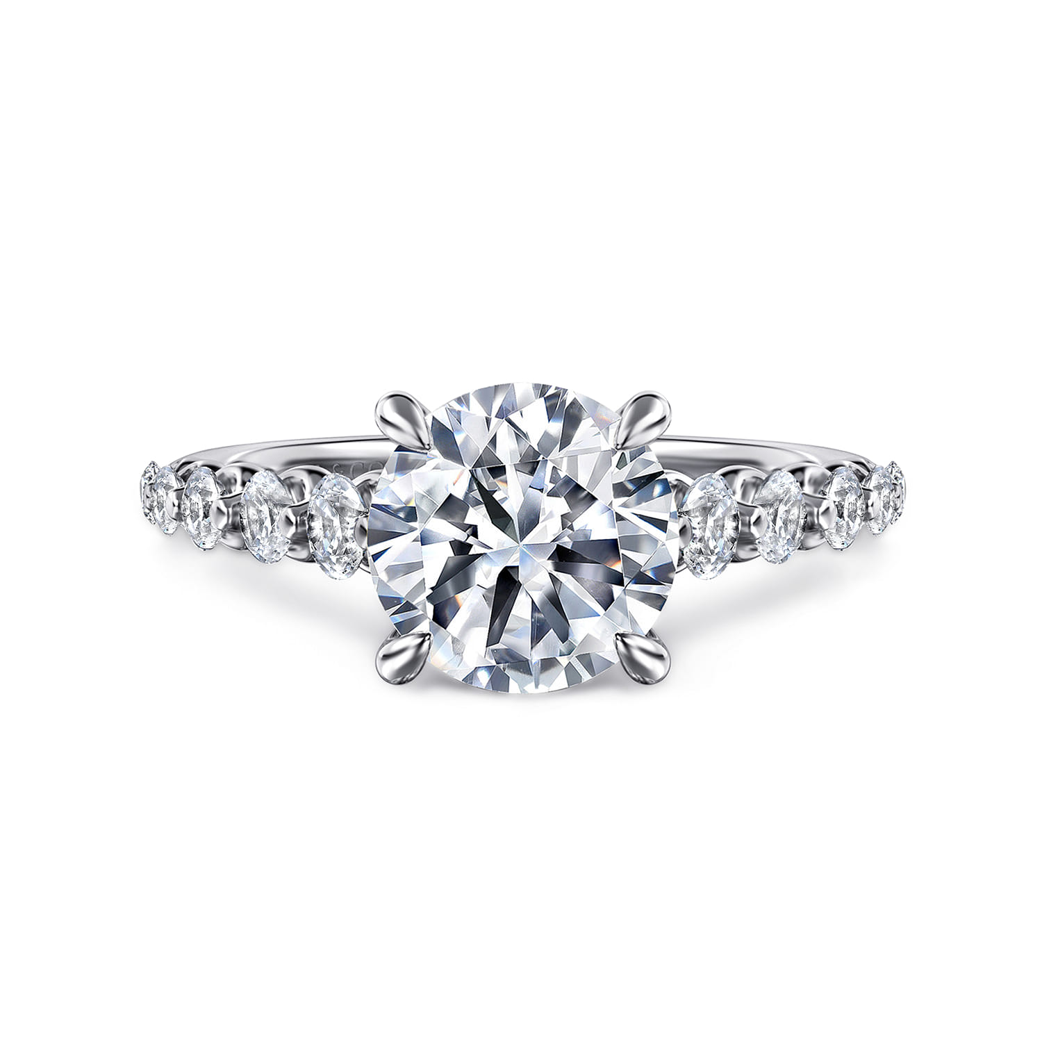 Emberlie - 14K White Gold Round Diamond Engagement Ring