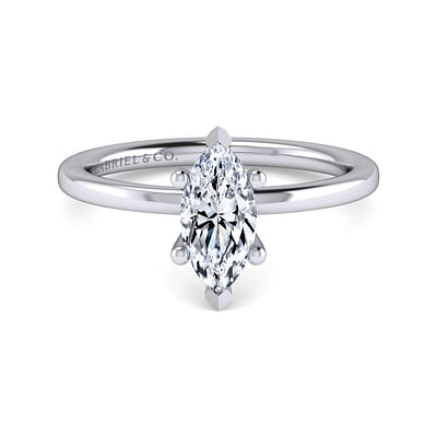 Emberly - 14K White Gold Pear Shape Diamond Engagement Ring