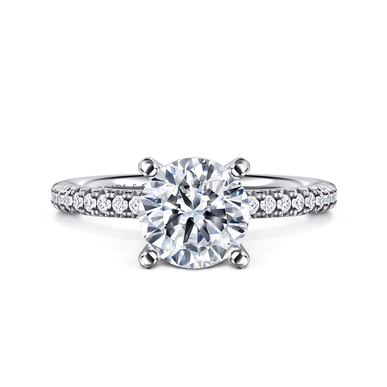 Emberlynn - 14K White Gold Round Cut Diamond Engagement Ring