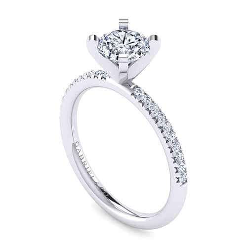 Emberlynn - 14K White Gold Round Diamond Engagement Ring - 0.14 ct - Shot 3
