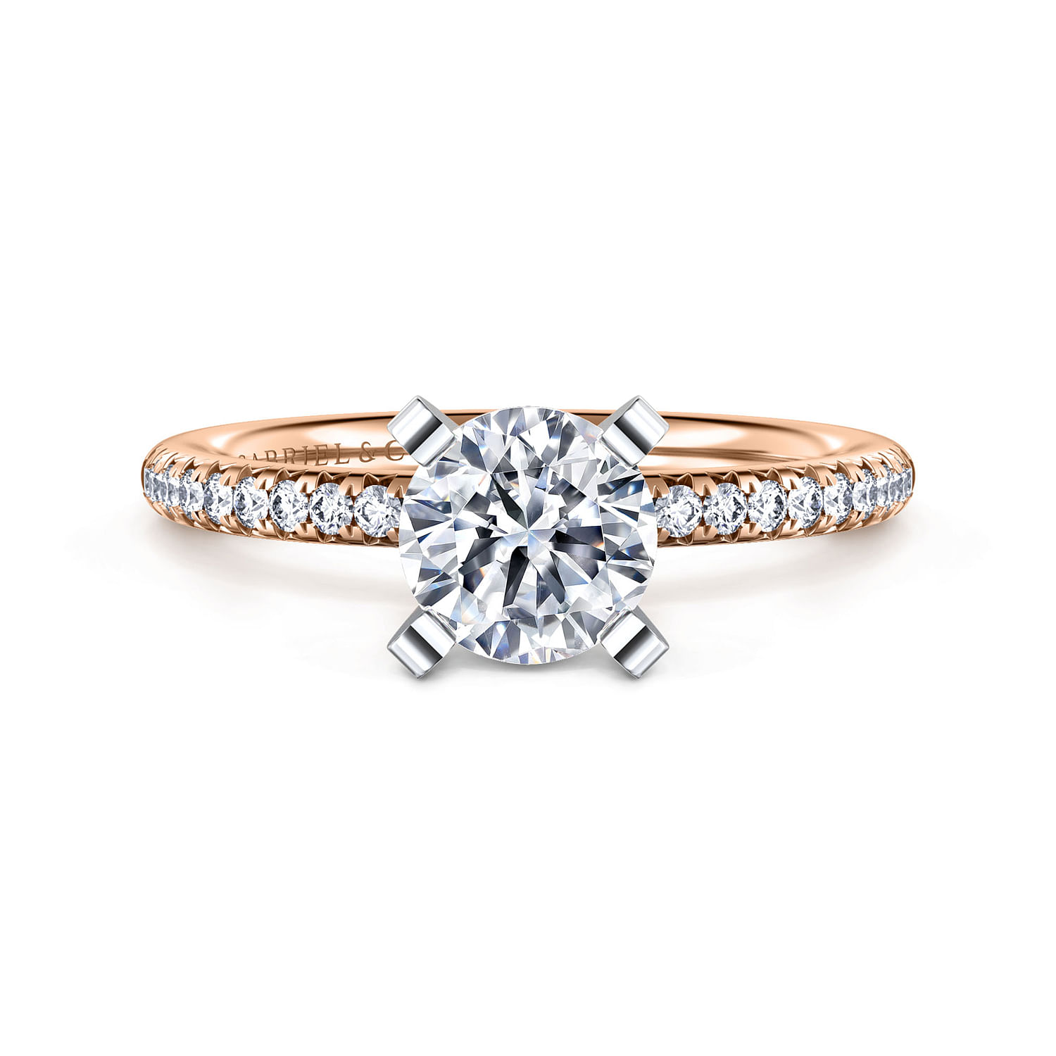 Emberlynn - 14K White-Rose Gold Round Diamond Engagement Ring