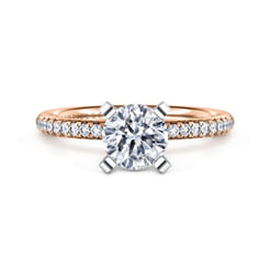 14K White-Rose Gold Round Diamond Engagement Ring