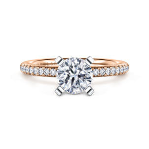 Emberlynn - 14K White-Rose Gold Round Diamond Engagement Ring