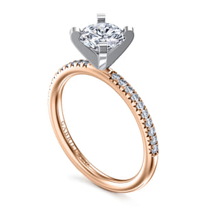 Emberlynn - 14K White-Rose Gold Round Diamond Engagement Ring