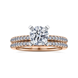 Emberlynn - 14K White-Rose Gold Round Diamond Engagement Ring