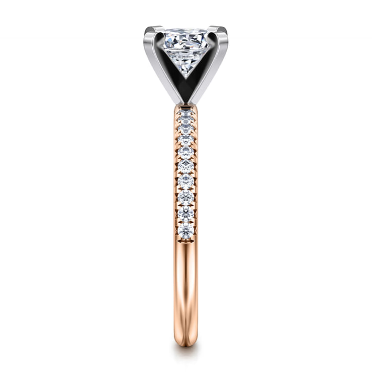 Emberlynn - 14K White-Rose Gold Round Diamond Engagement Ring