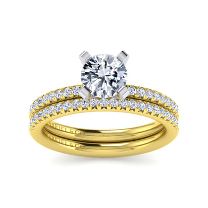 Emberlynn - 14K White-Yellow Gold Round Diamond Engagement Ring
