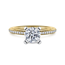 14K White-Yellow Gold Round Diamond Engagement Ring