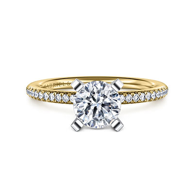 Emberlynn - 14K White-Yellow Gold Round Diamond Engagement Ring