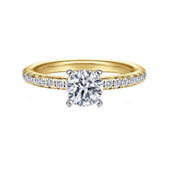 Emberlynn - 14K White-Yellow Gold Round Diamond Engagement Ring