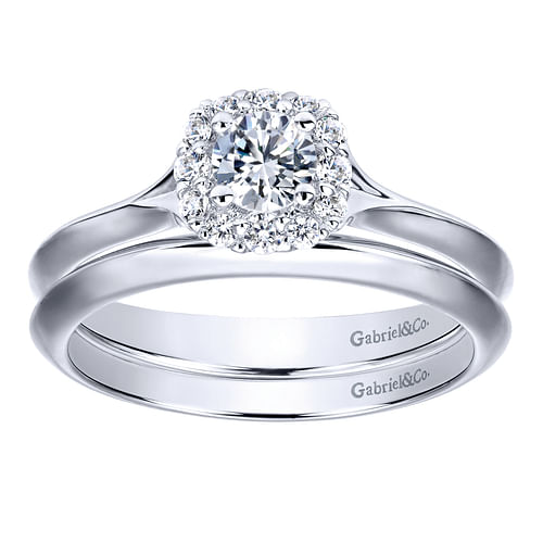 Embrace - 14K White Gold Round Halo Diamond Engagement Ring - 0.14 ct - Shot 4