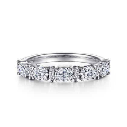 Emelia - 14K White Gold Oval Diamond Anniversary Band