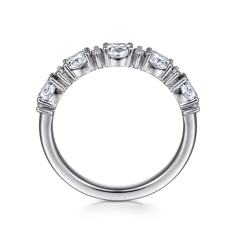 Fancy Wedding Ring in 14k White Gold with Oval Natural Diamond at Gabriel & Co. - Shot 2