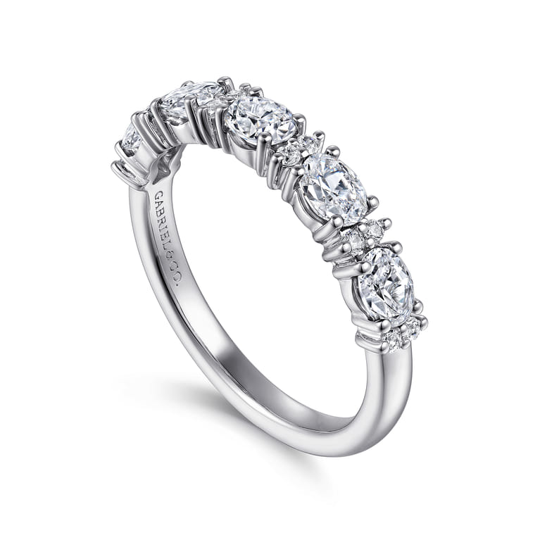 Fancy Wedding Ring in 14k White Gold with Oval Natural Diamond at Gabriel & Co. - Shot 3