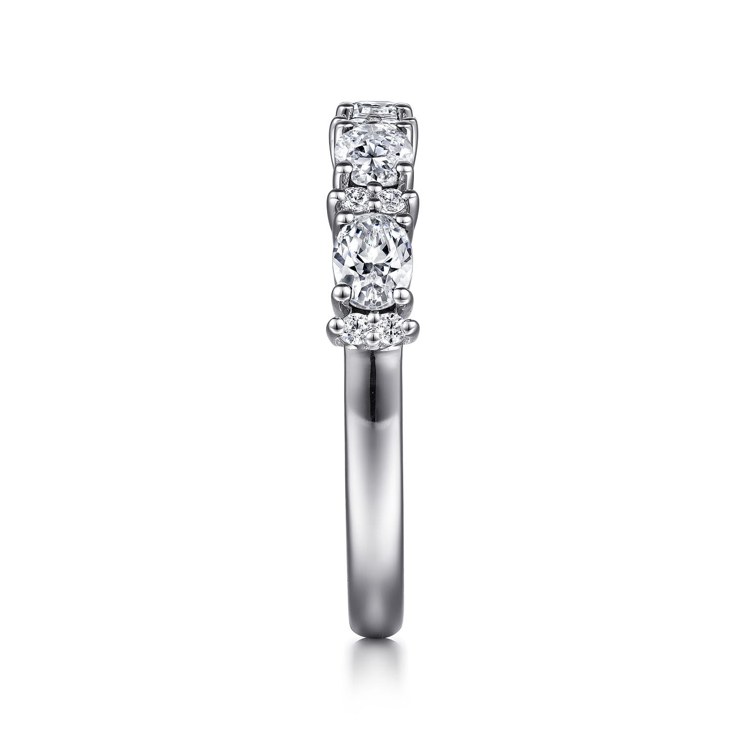 Fancy Wedding Ring in 14k White Gold with Oval Natural Diamond at Gabriel & Co. - Shot 4
