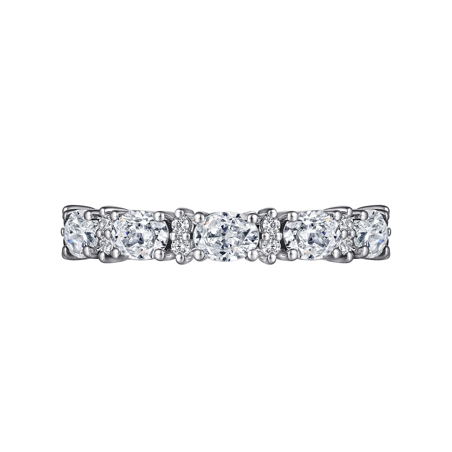 Fancy Wedding Ring in 14k White Gold with Oval Natural Diamond at Gabriel & Co. - Shot 5