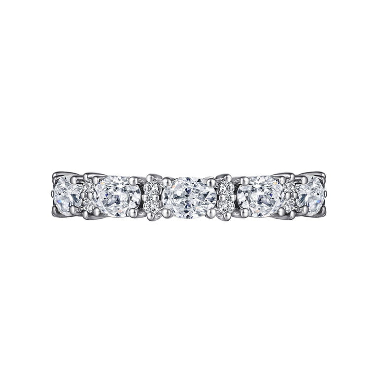 Fancy Wedding Ring in 14k White Gold with Oval Natural Diamond at Gabriel & Co. - Shot 5