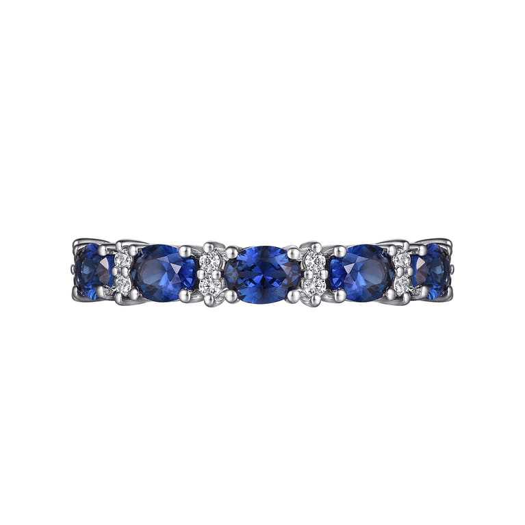 Fancy Wedding Ring in 14k White Gold with Oval Sapphire at Gabriel & Co. - Shot 6