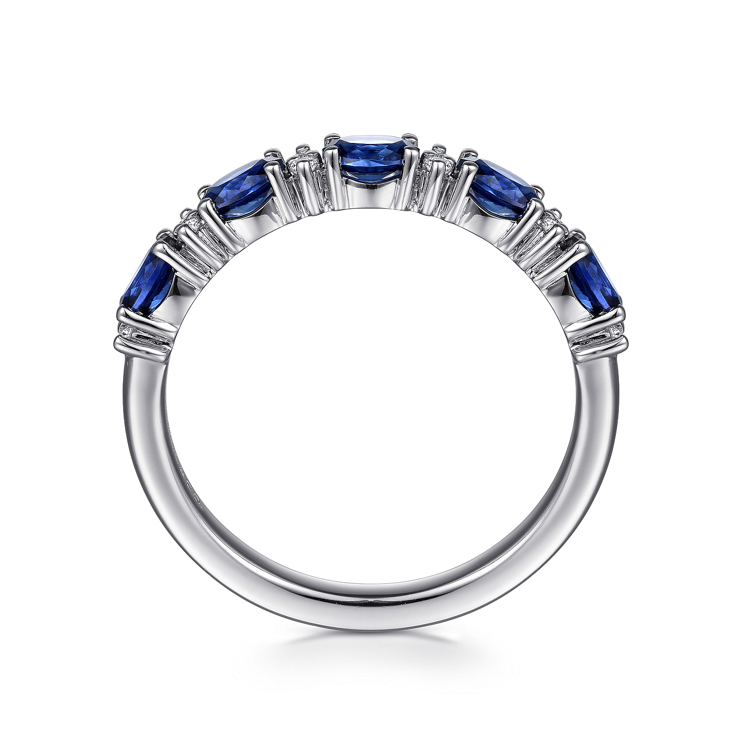 Emelia - Platinum Oval Sapphire and Diamond Anniversary Band