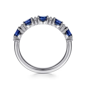 Emelia - Platinum Oval Sapphire and Diamond Anniversary Band