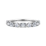 Straight Wedding Ring in 14k White Gold with Emerald Cut Natural Diamond at Gabriel & Co.