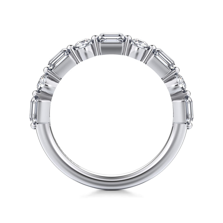 Straight Wedding Ring in 14k White Gold with Emerald Cut Natural Diamond at Gabriel & Co. - Shot 2