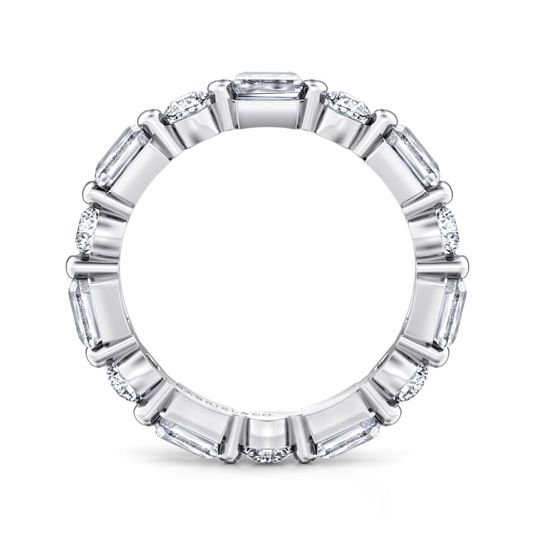 Eternity Band Wedding Ring in 14k White Gold with Emerald Cut Natural Diamond at Gabriel & Co. - Shot 2