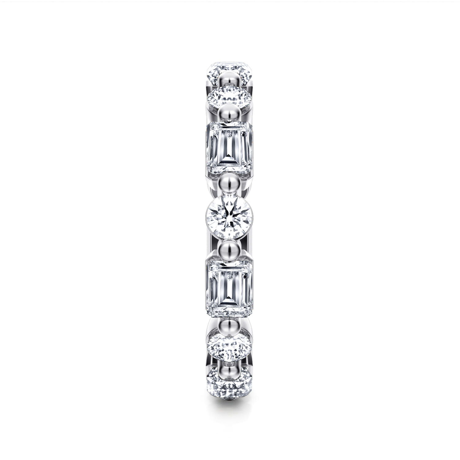 Eternity Band Wedding Ring in 14k White Gold with Emerald Cut Natural Diamond at Gabriel & Co. - Shot 4