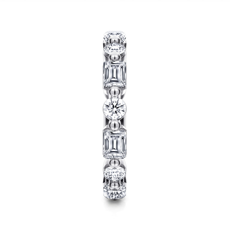 Eternity Band Wedding Ring in 14k White Gold with Emerald Cut Natural Diamond at Gabriel & Co. - Shot 4