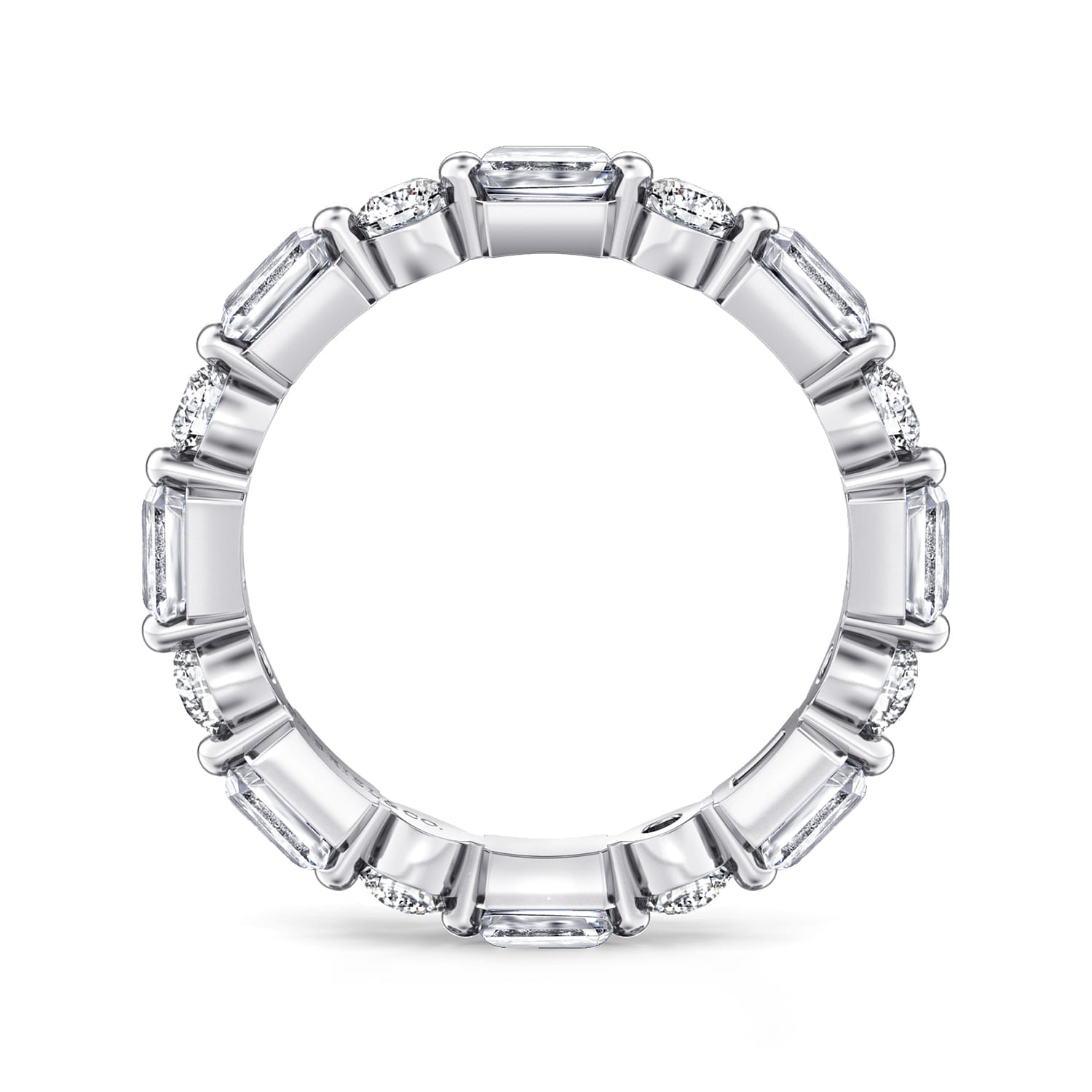 Eternity Band Wedding Ring in 14k White Gold with Emerald Cut Natural Diamond at Gabriel & Co. - Shot 2
