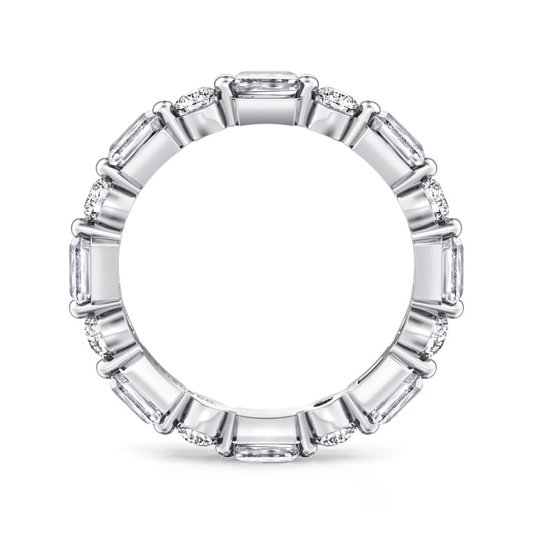 Eternity Band Wedding Ring in 14k White Gold with Emerald Cut Natural Diamond at Gabriel & Co. - Shot 2