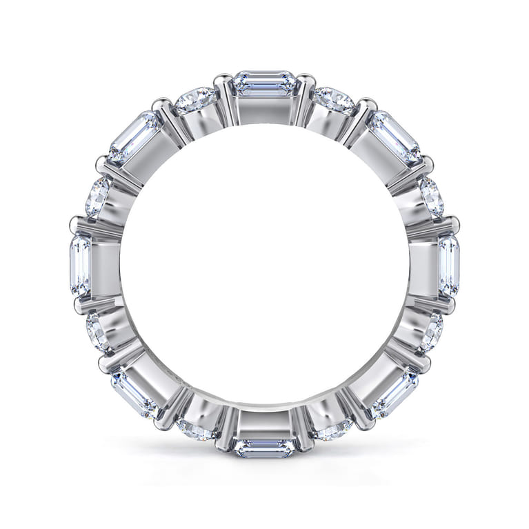 Eternity Band Wedding Ring in 14k White Gold with Emerald Cut Natural Diamond at Gabriel & Co. - Shot 2
