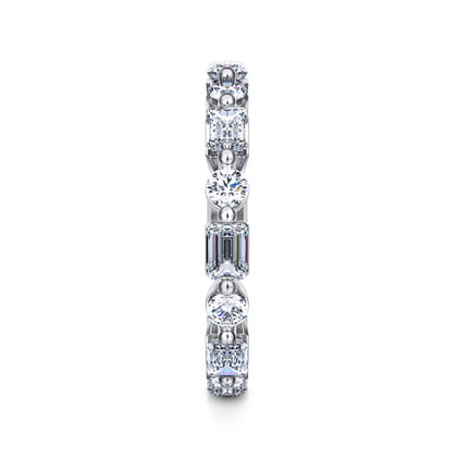 Emerald - 14K White Gold Emerald Cut and Round Diamond Eternity Band