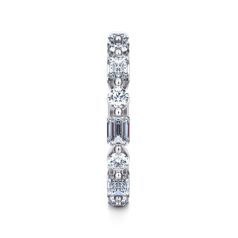 Eternity Band Wedding Ring in 14k White Gold with Emerald Cut Natural Diamond at Gabriel & Co. - Shot 4