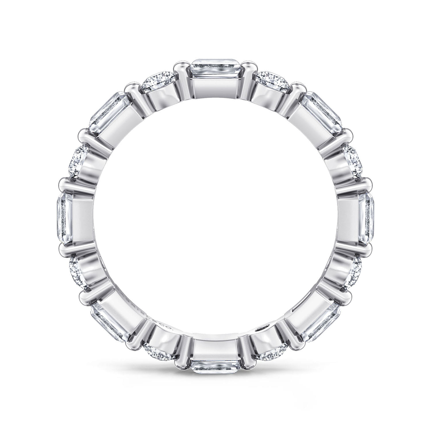Eternity Band Wedding Ring in 14k White Gold with Emerald Cut Natural Diamond at Gabriel & Co. - Shot 2